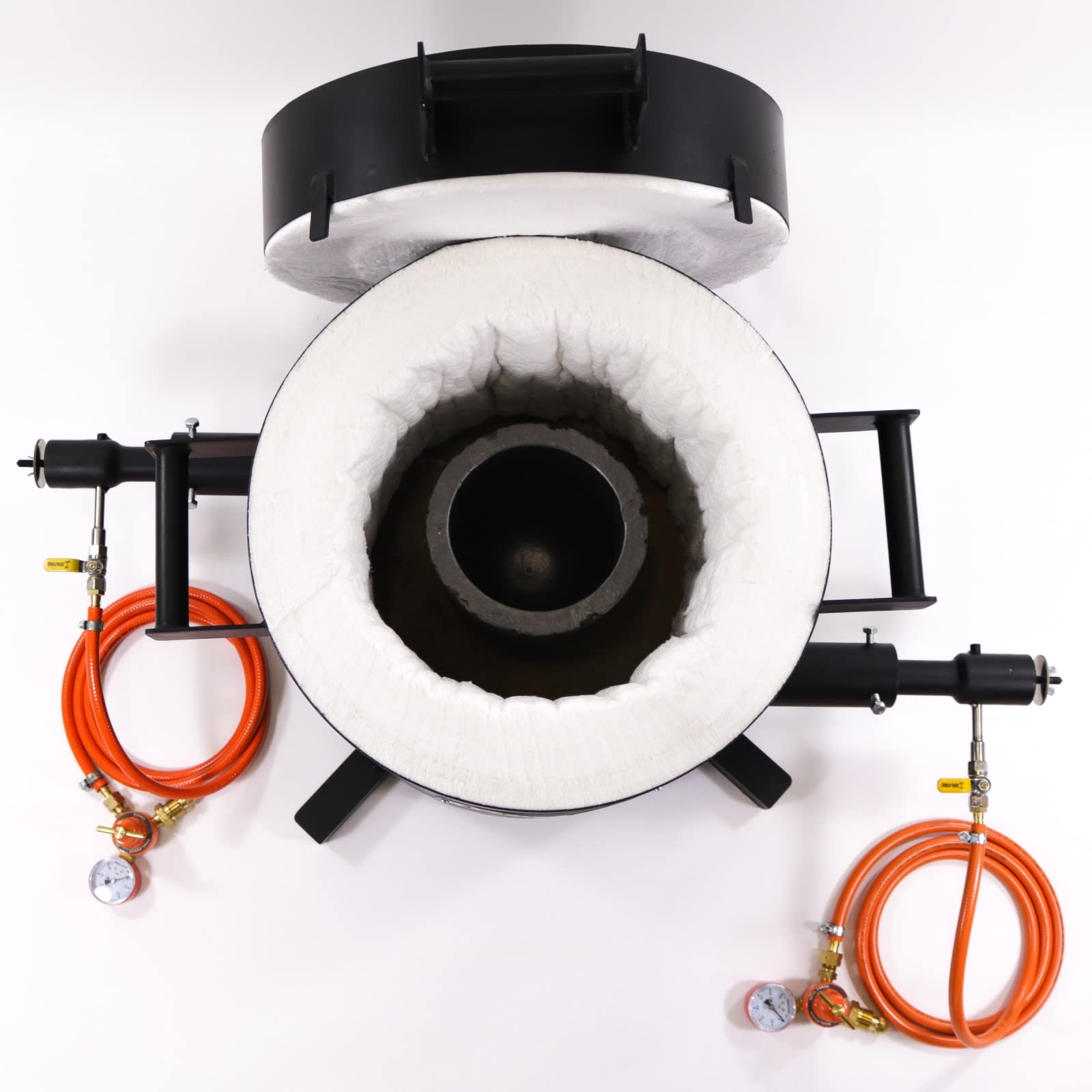 DEVIL-FORGE Horno Fundir Metales Gas Propano 20kg FB3Hb Kit, 2 Quemadores DFC (360.000 BTU), Crisol, Guantes para fundición, 1450°C Oro Plata Cobre Aluminio Latón Bronce etc