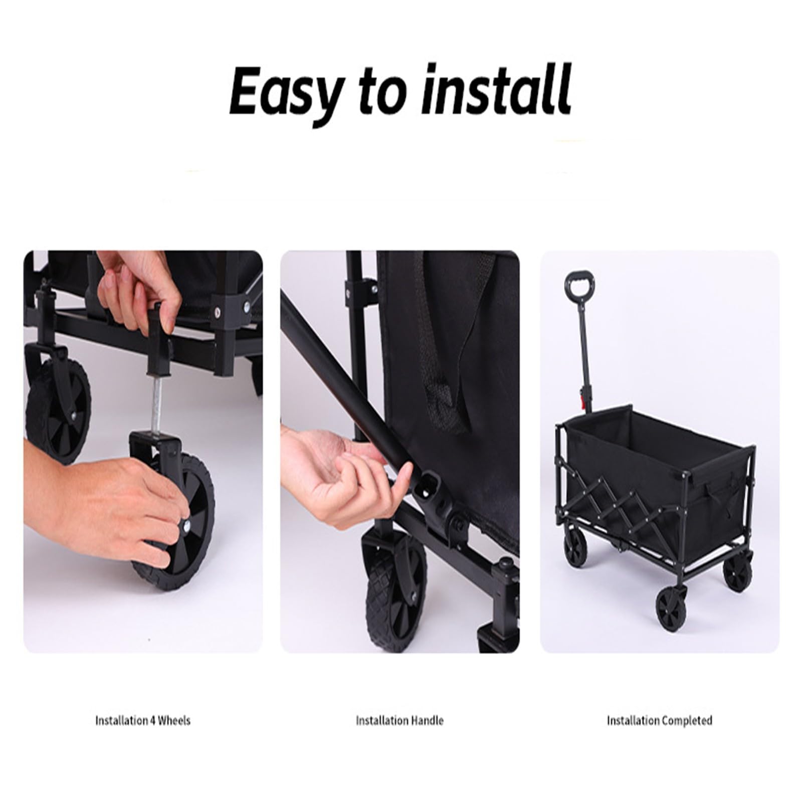 Carrello da Spiaggia Pieghevole Carrello da Giardino Portatutto con Ruote per Ogni Tipo di Terreno Braccioli Regolabili Ruote Rimovibili e Sacchetti per Tazze per Campeggio B