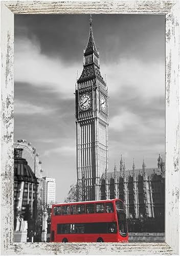 Miniatura 1 de Capcillin Juego de 1 portarretratos de 11 x 17 pulgadas, con patrón de madera, color blanco envejecido, para montaje en pared, plexiglás, ideal para