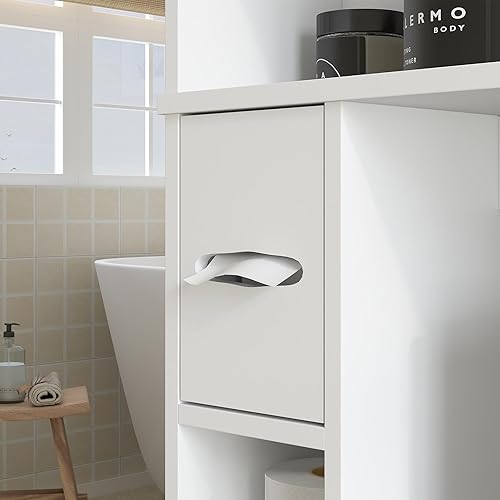 Miniatura 9 de HOMCOM Armario de almacenamiento sobre el inodoro, moderno organizador de baño sobre el inodoro con 2 puertas, estantes de almacenamiento, soporte