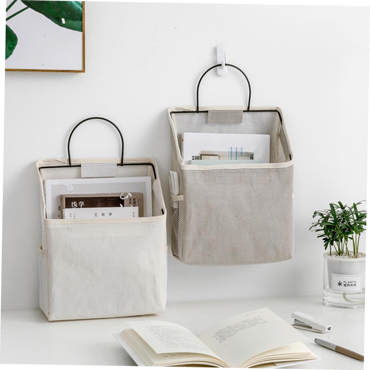 Gatuida 2pezzi Borsa Porta Oggetti da Appendere alla Parete con Gancio Adesivo Organizer Tasche per Armadio Camera da Letto Cucina Bagno Tasche Portaoggetti da Parete