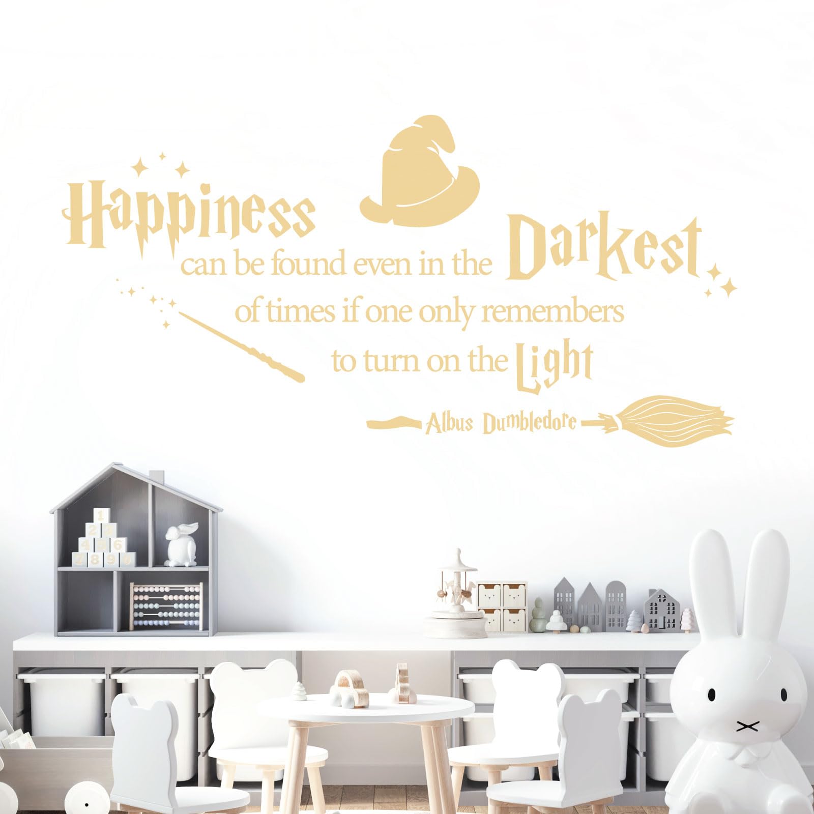 Happiness can be Found Even in the Darkest of Times - Book Quote Decal Wall Sticker [Large] [Cream]