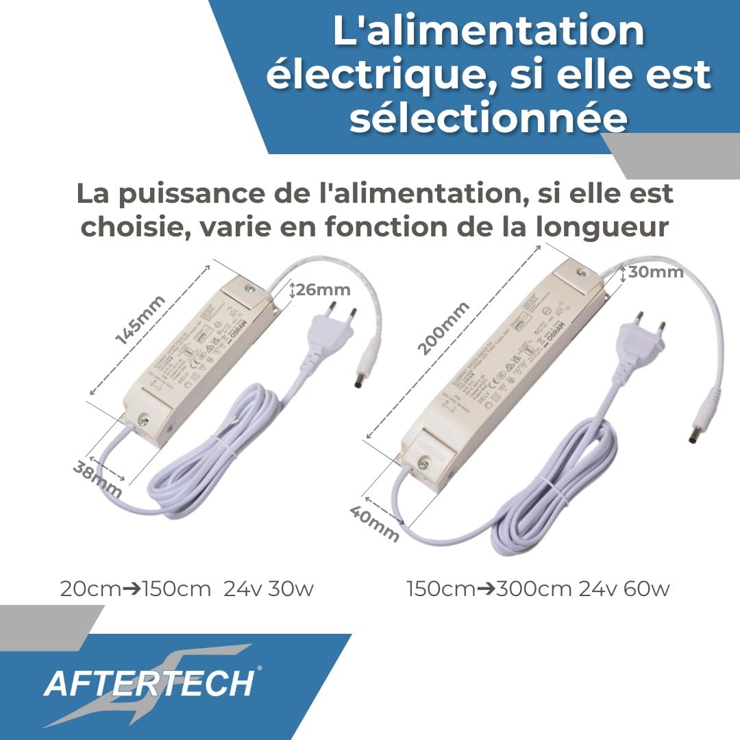 AFTERTECH - Barre LED Profilé Aluminium d'Angle Noir FABRIQUÉ SUR MESURE au centimètre de 20 à 300cm en une SEULE pièce - LUMIÈRE PUISSANTE 19,2w/m 180led/m - PERSONNALISABLE