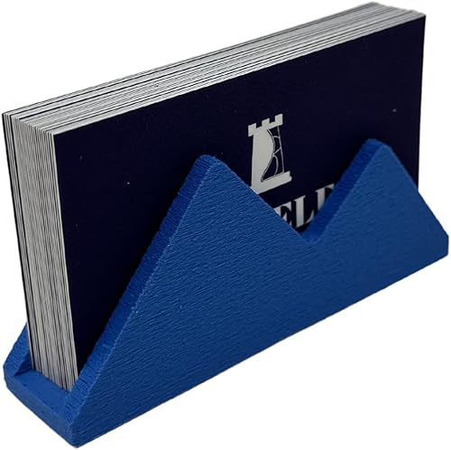 Chatelet Mountain Silhouette Design - Soporte para tarjetas de visita Exhibe con estilo tarjetas de visita y decora escritorios de oficina (azul)