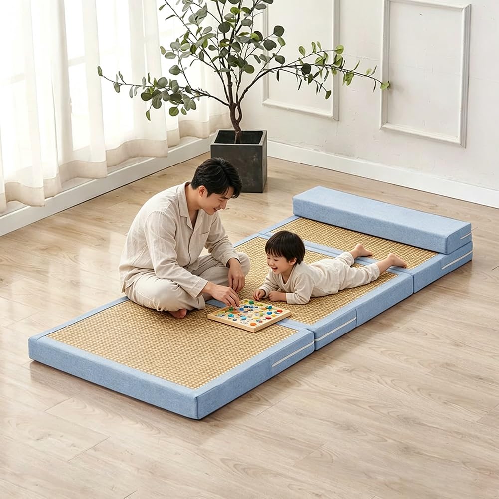 Artiz Colchón De Tatami Tradicional Japonés, Colchón De Suelo Plegable De 3 Pulgadas De Grosor, Esterilla De Meditación De Fibra De Coco Natural para El Suelo, Yoga O Sala De Té.
