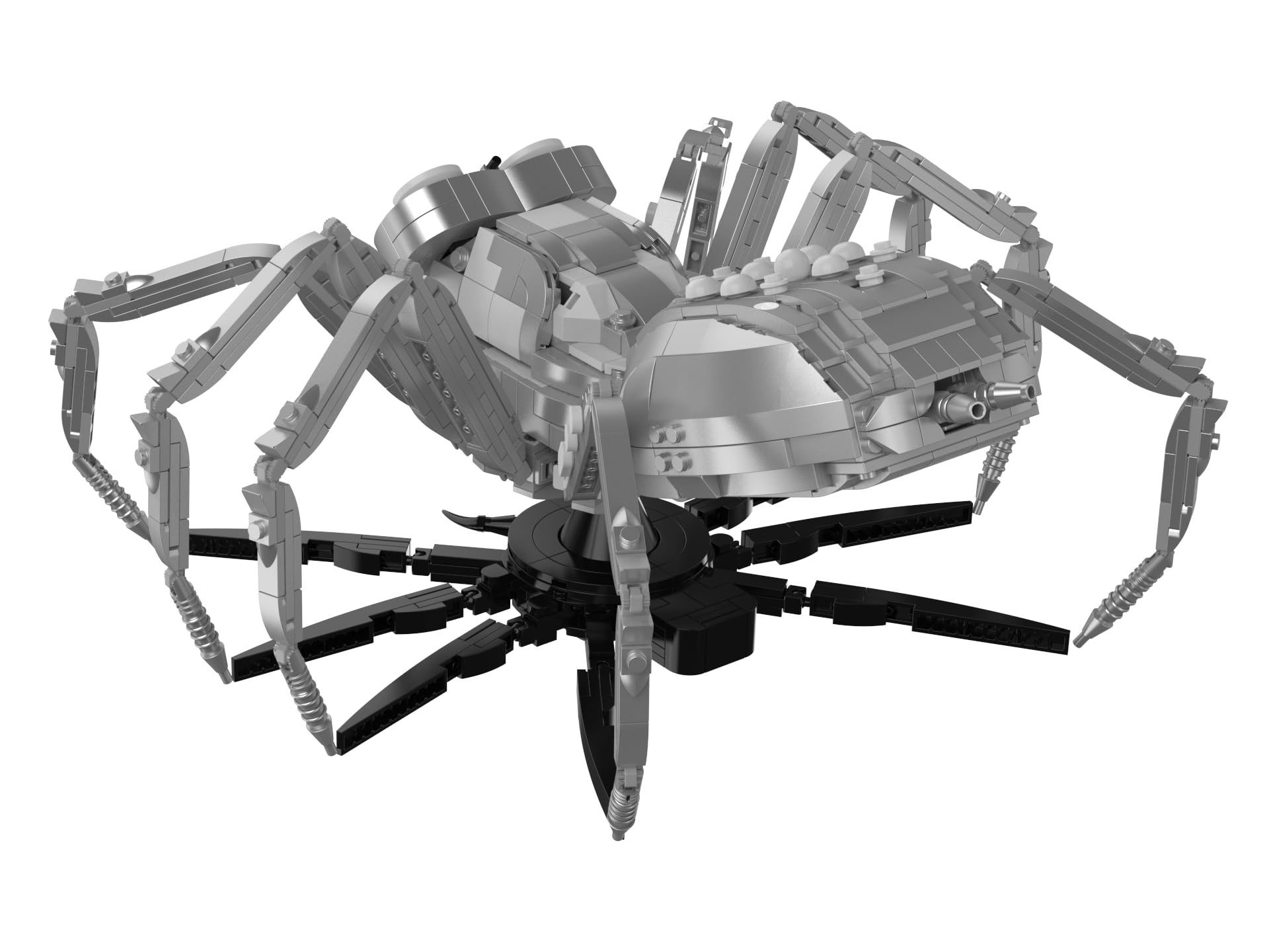 BlueBrixx Trzy, srebrny pająk, 1346 klocków zaciskowych, model 3D