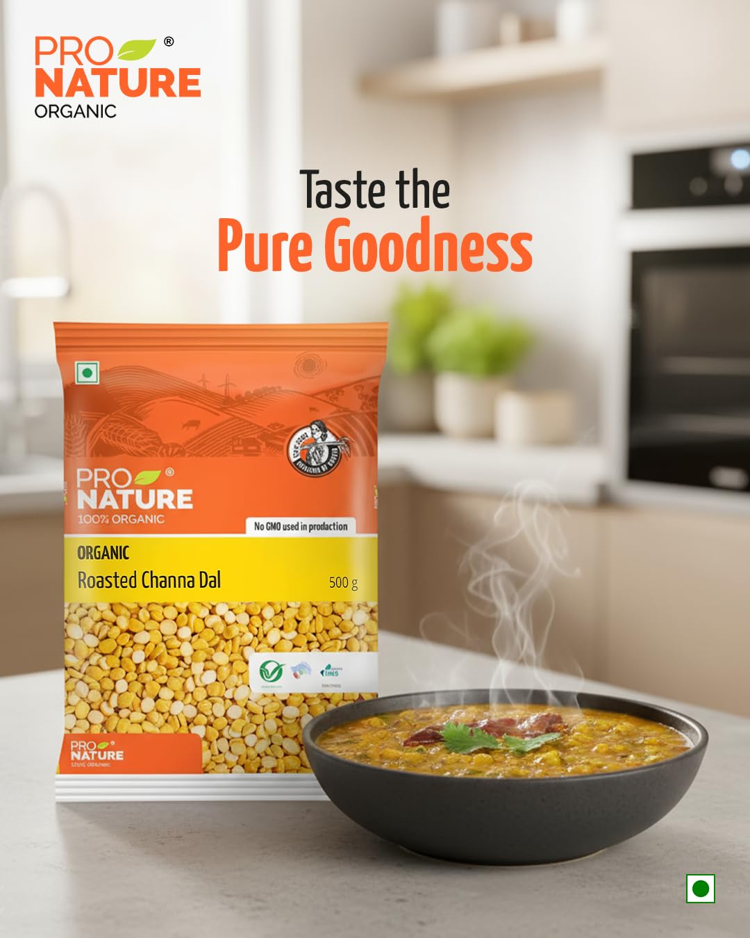 Pro Nature 100% Organic Roasted Channa Dal - 500g | Vegan | Indian Pulses | Rich in Protien