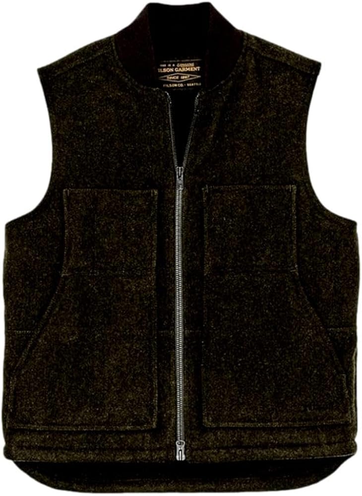 Filson Men's Lined Mackinaw Wool Work Vest, Forest Green (US