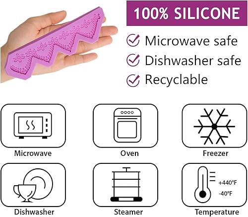 Miniatura 3 de Moldes de fondant de encaje, paquete de 4 moldes de silicona para decoración de pasteles, moldes de fondant de encaje en relieve m19, sin BPA, 0.5