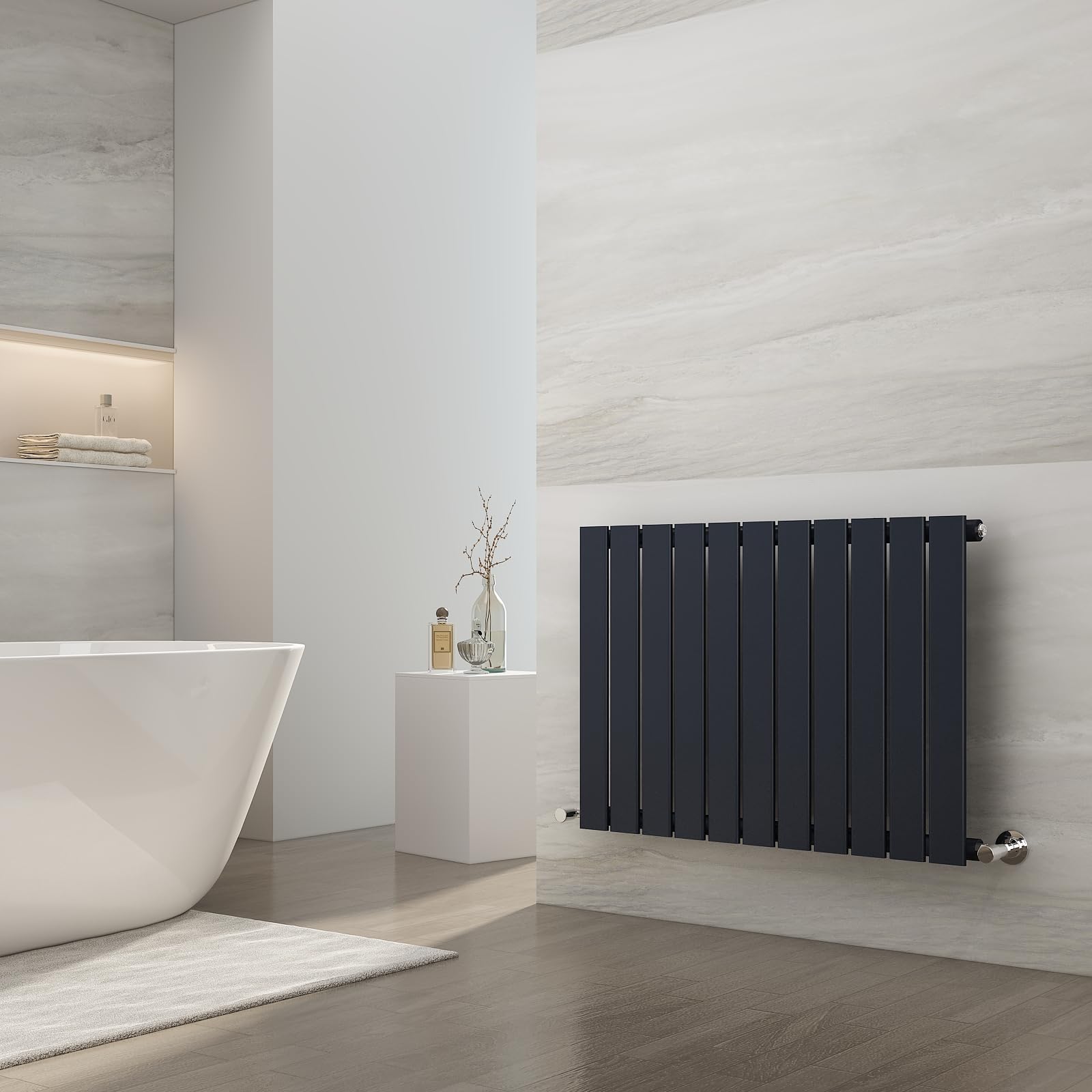 EMKE Anthracite Radiator 600 x 836 mm Horizontal Designer Radiator Single Flat Panel Central Heating