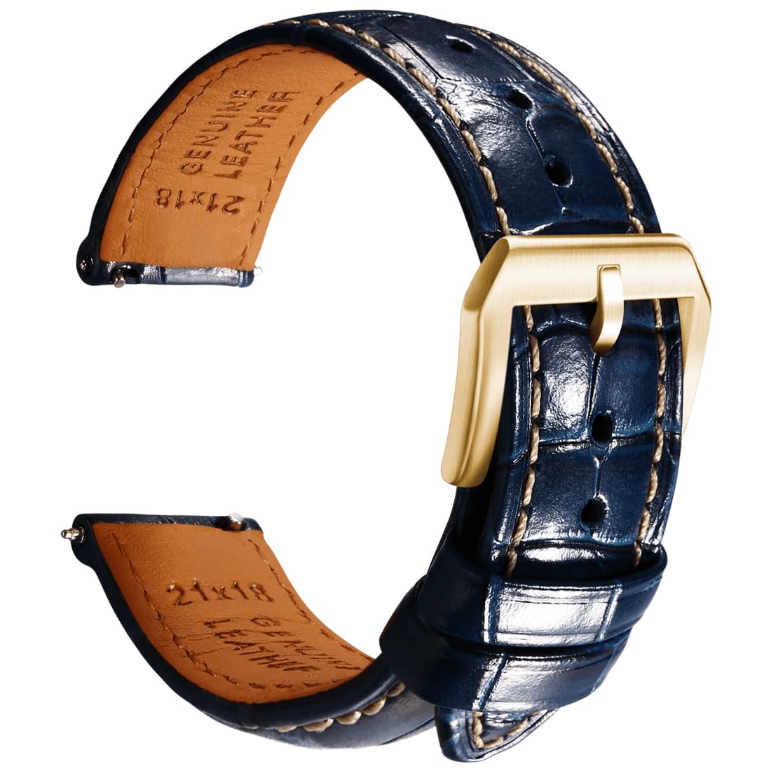 REZERO Leather Watch Bands for Men, Quick Release Watch Straps, Luxury Italian Alligator Grain Embossed Band Replacements 19mm 20mm 21mm 22mm