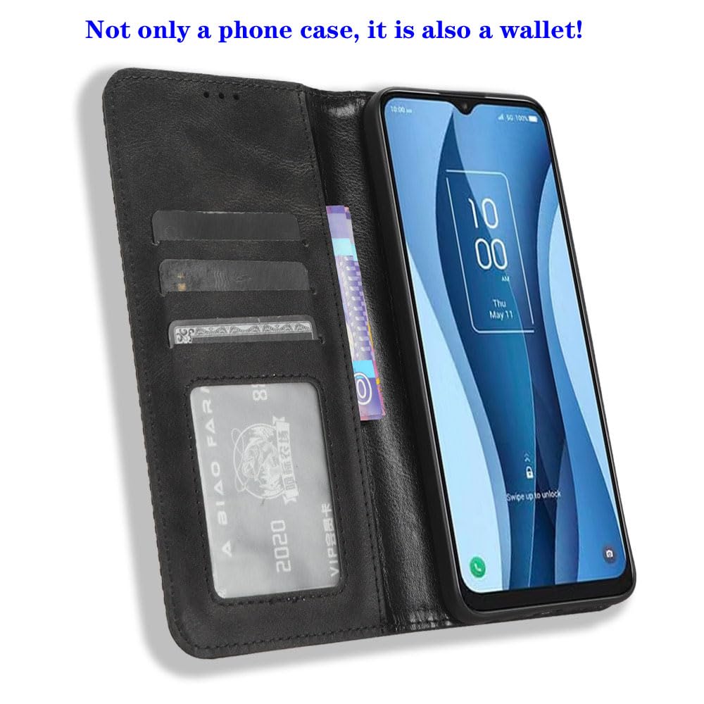 COMAKU Cover In Pelle Retro Per TCL 40 R 5G: Custodia Portafoglio Con Slot Per Carte E Contanti, Morbida E Resistente Agli Urti - Marrone