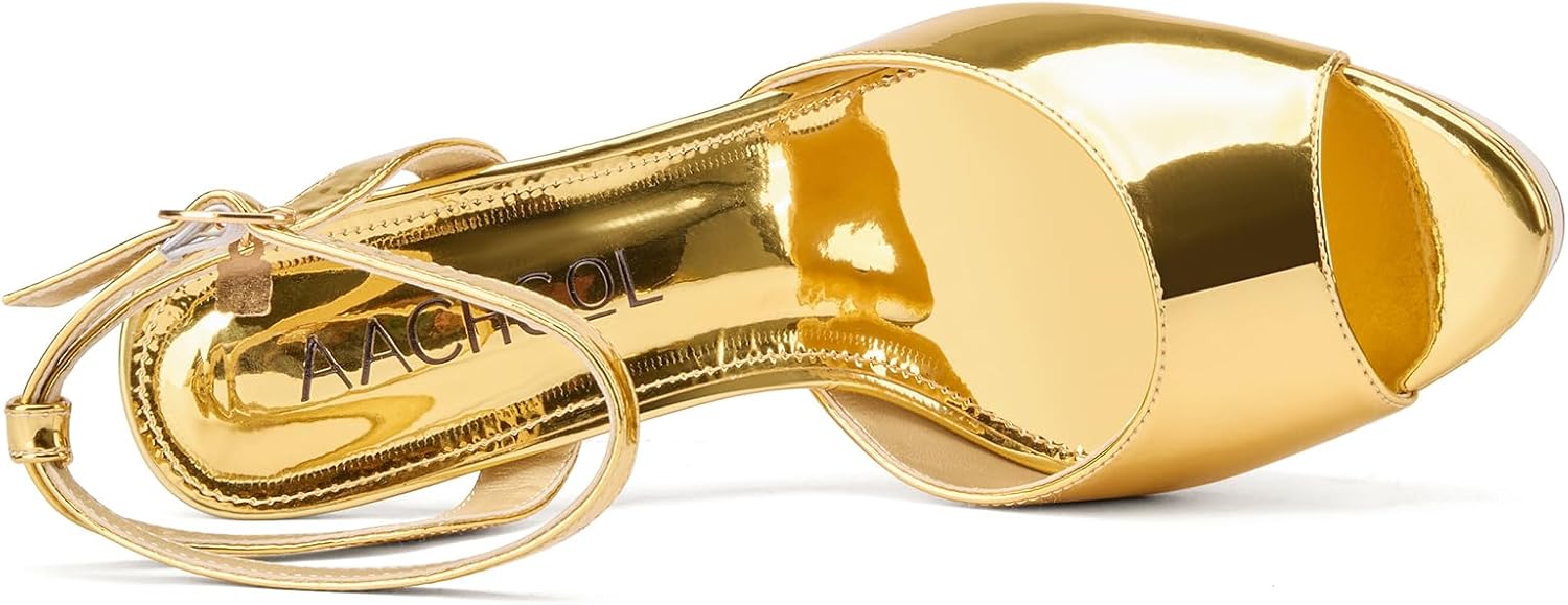 Aachcol Platform High Heel Sandals Peep Open Toe Stiletto Heels Ankle Strap Slingback Sexy Dress Shoes Wedding 5.1 Inches Heels - Image 6