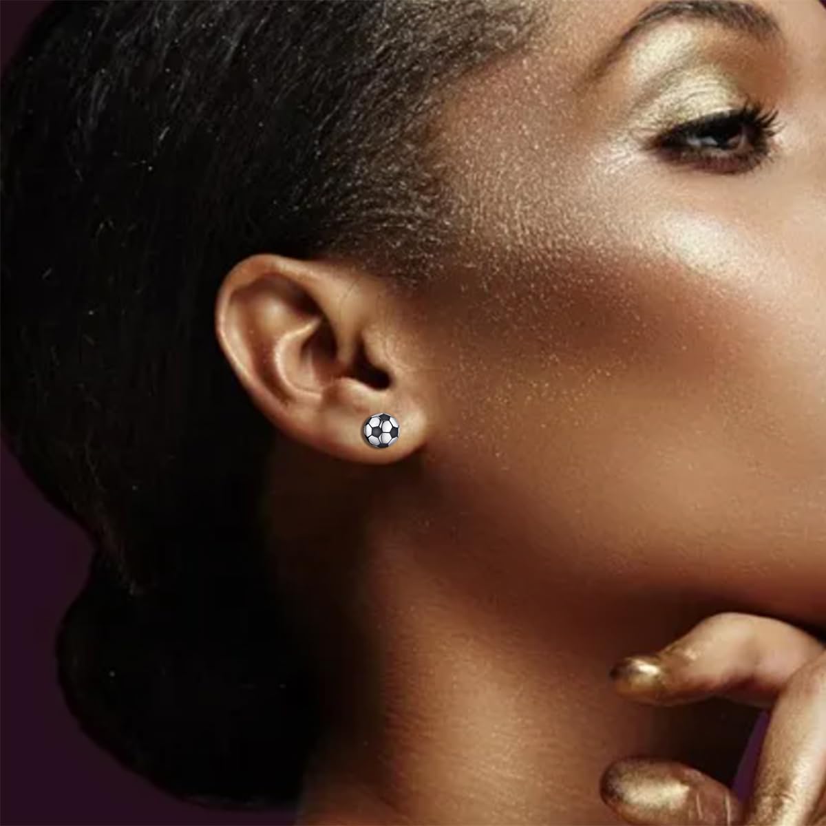 Soccer Earrings for Women Soccer Ball Stud Earring Jewelry Gifts - Image 2