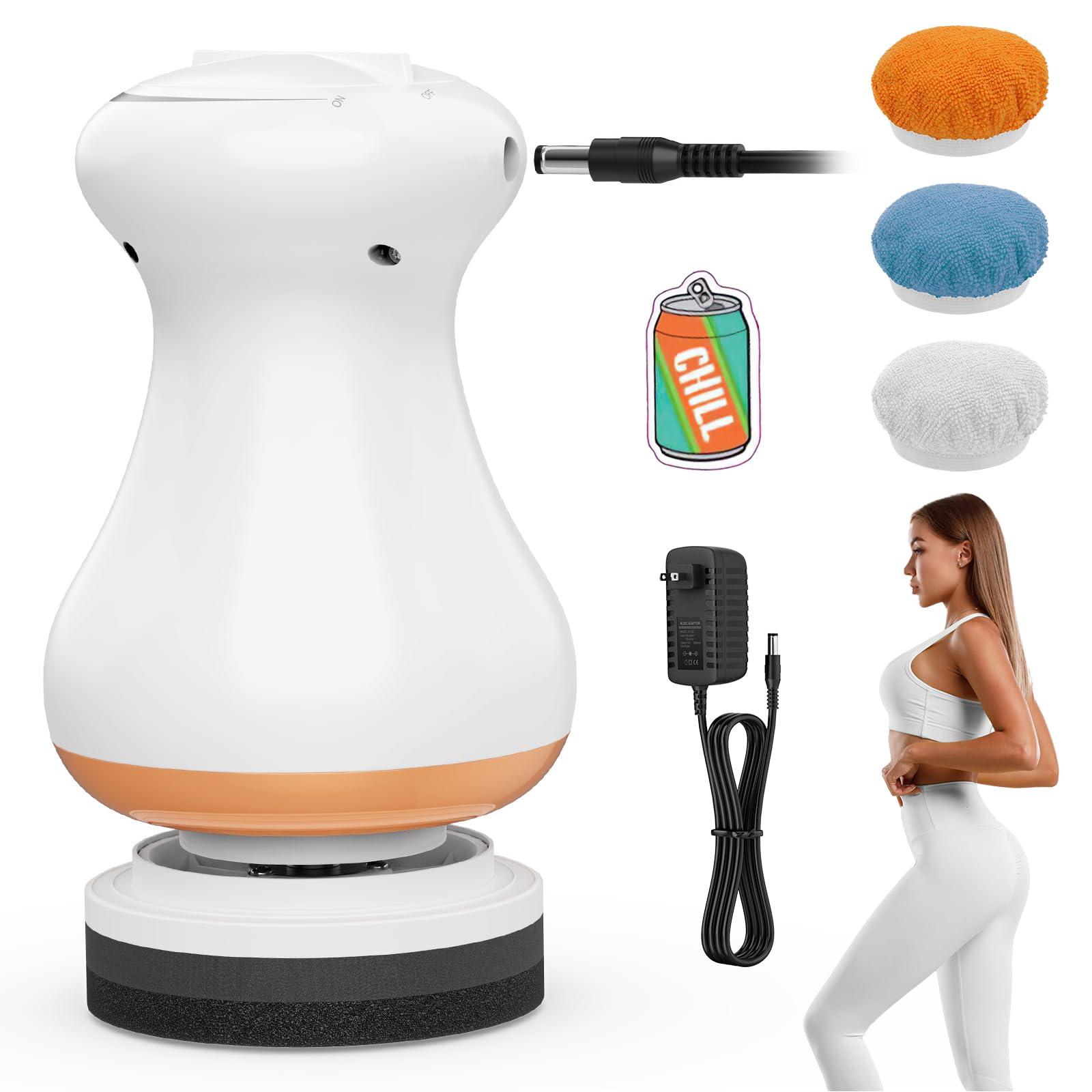 Electric Cellulite Remover Body Sculpting Machine V3.5 with 1 Massage Heads and 3 Skin Friendly Washable Pads, Hand-held Beauty Sculpt Massager for Arms—Hazy