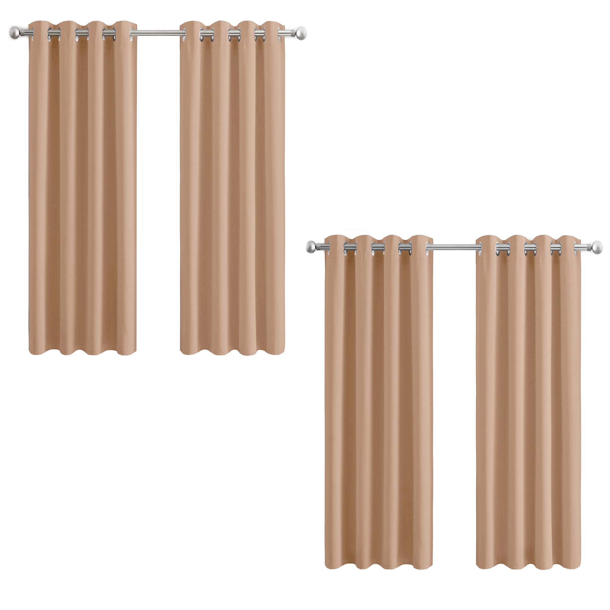 Aspire Homeware Blackout Curtains for Bedroom - Thermal Eyelet Beige Curtains Window Treatments Super Soft Ring Top Living Room Curtain & Drapes 4 Panels 46 x 54 inch Drop