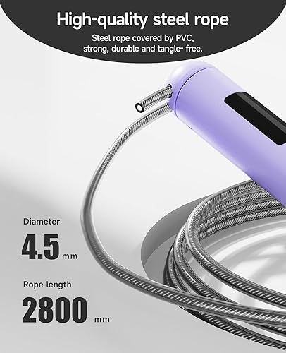 Miniatura 4 de ACHDOFITS 2-in-1 Jump Rope Weighted & Cordless for Home, Real Rope for Outdoor - Smart LED Counter, Adjustable & Rechargeable for Adult Cardio