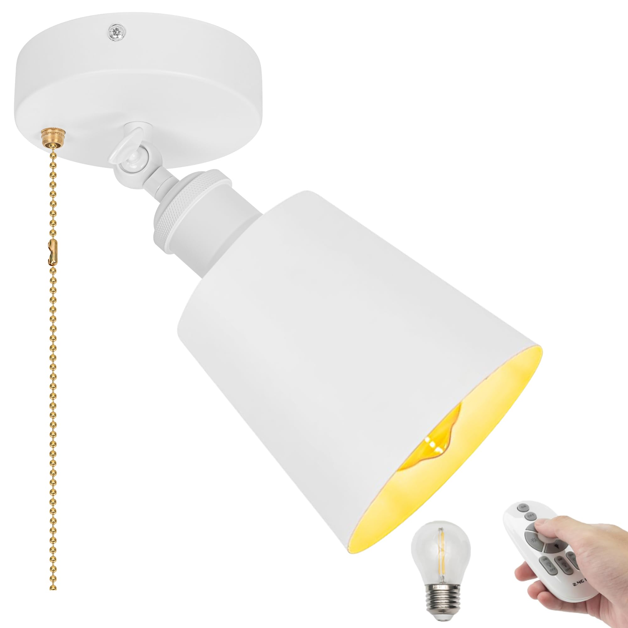Wohnmobil Beleuchtung 12V,6W Dimmbar Deckenleuchte mit Fernbedienung,Innenbeleuchtung mit E27-Fassung für Wohnmobilen Boot Camper Van,2700-6500K einstellbar TB2742-W