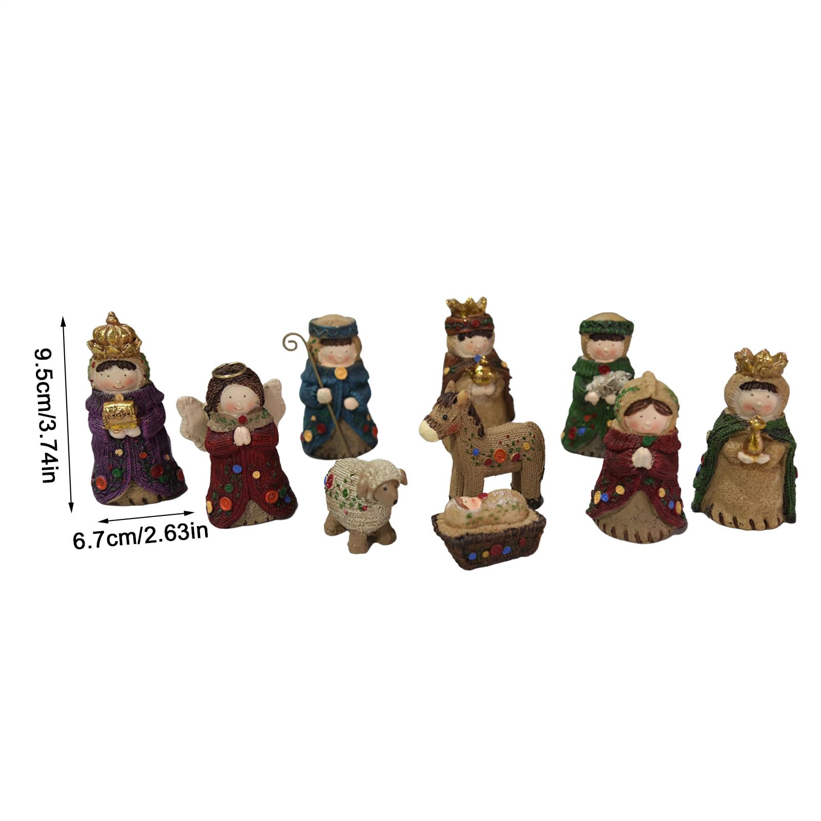 Krippe der Krippe für den Innenbereich - 10 Stück Figuren aus Harz | Statuen für die Krippenszene - für Innendekorationen zu Weihnachten im Haus auf Schreibtisch