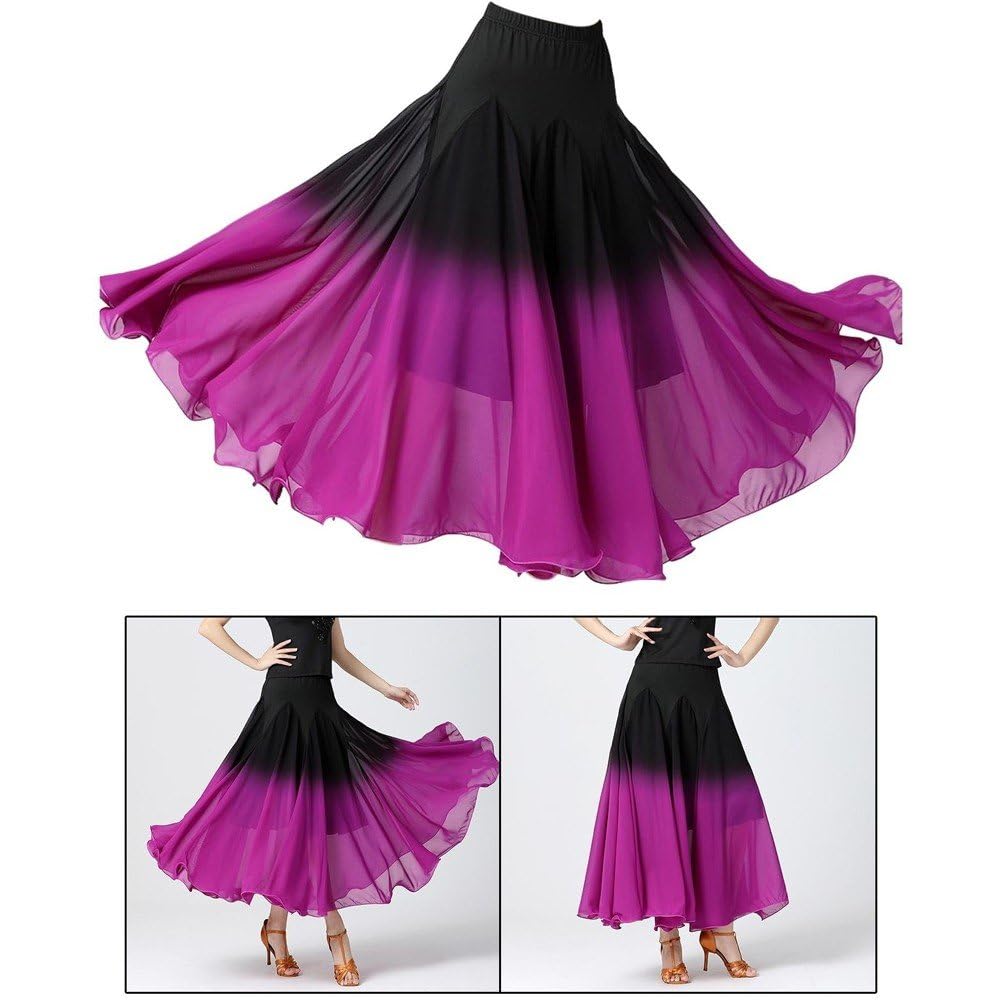 Jupe Longue De Danse De Salon pour Femmes, Jupe De Danse Flamenco, Jupe Pivotante Dégradée, Costumes De Danse du Ventre pour Pratique De Danse Moderne
