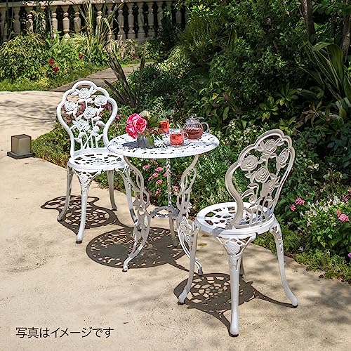タカショー ガーデンテーブルセット テーブルセットローズ ホワイト 60Φ アルミニウム・鋳鉄 SGT 華やかなバラのモチーフ 屋外 ベランダ SGT-15WN 11枚目