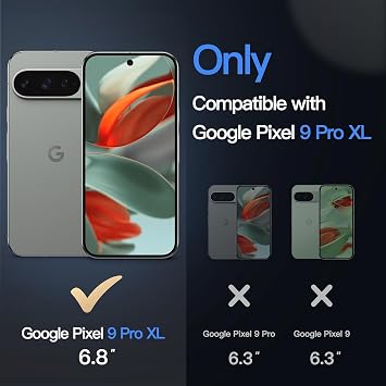 Magnetic Case for Google Pixel 9 Pro XL Compatible with MagSafe Translucent Matte Anti-Fingerprint Scratch-Resistant PC Back + TPU Bumper Shockproof Mobile Phone Case Black