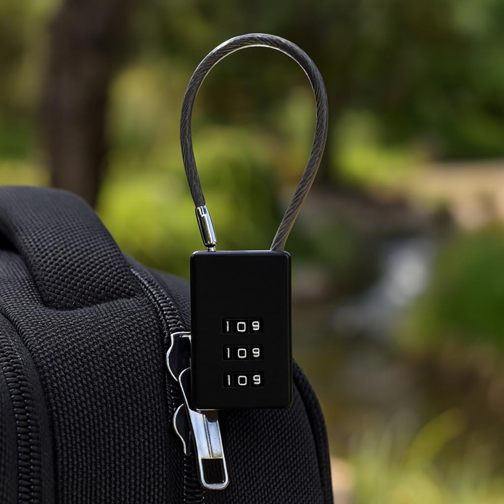 Steel Cable Combination Lock, Flexible Wire Code Lock for Luggage Storage Lockers Gym Doors (Black)