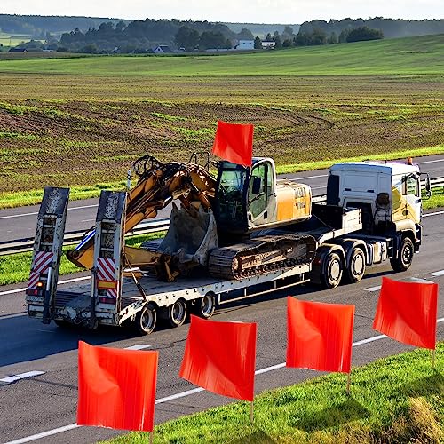 Image of Kinlop 10 Pcs 24 inch x 24 inch Safety Flag Traffic Warning Flag with 35'' Wooden Dowel for Trucks Trailer and Pedestrian Crossings Construction Sites (Classic)