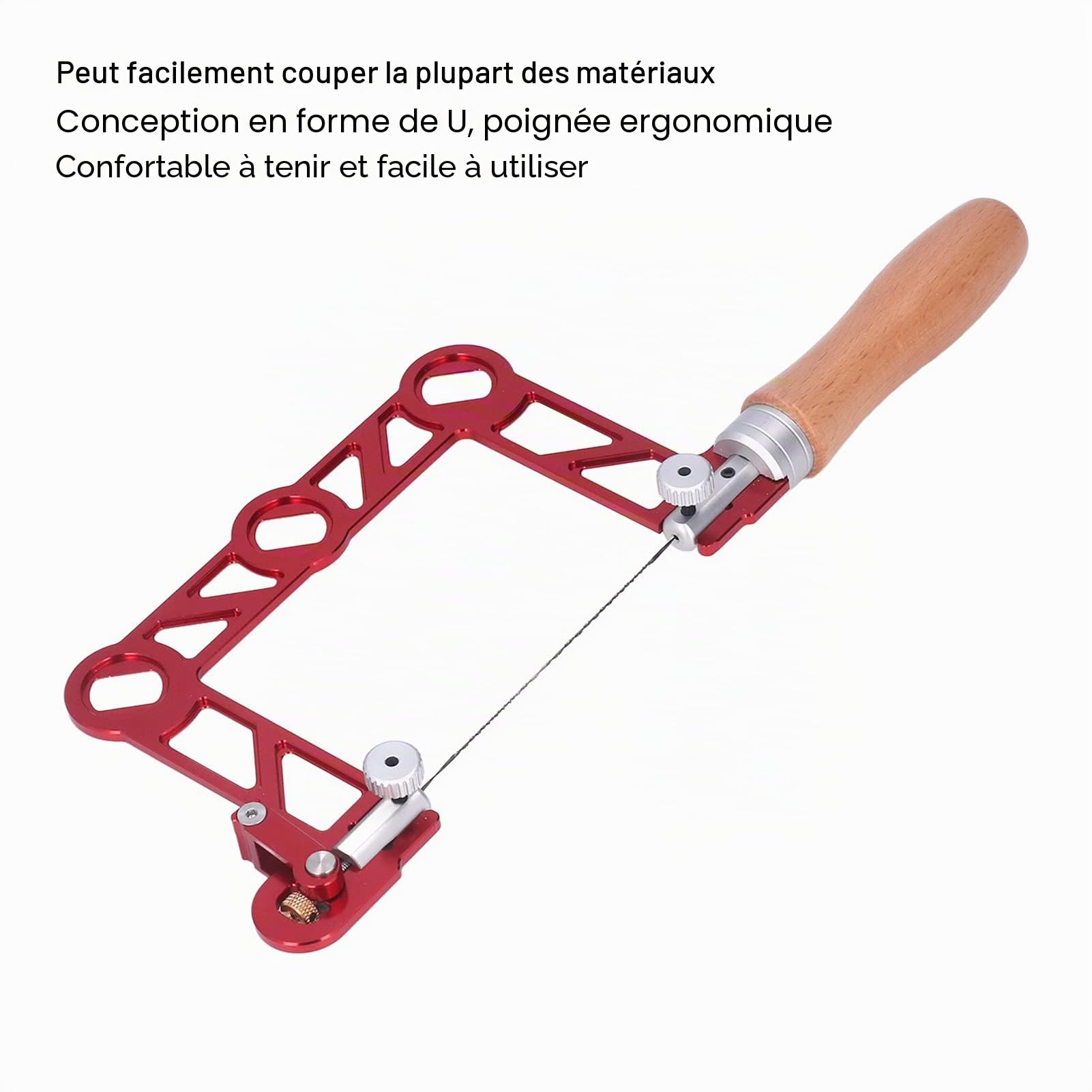Scie à chantourner, scie à main robuste avec cadre d'adaptation et lame de rechange, outil à main de coupe multidirectionnelle pour le bois, le plastique, le caoutchouc, le métal souple(3in)