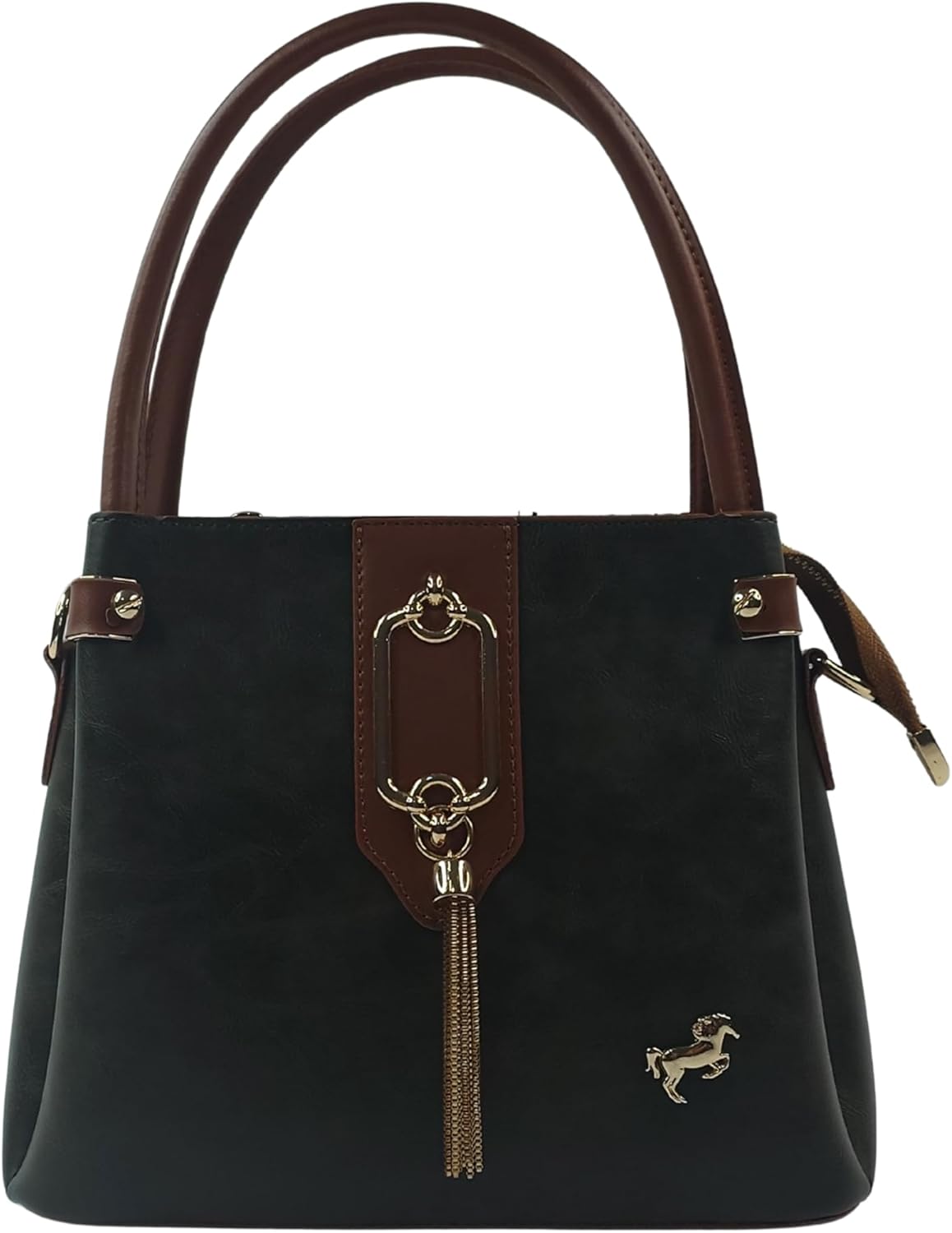 MutluHan Faux Leather Satchel Crossbody Bag – Structured Top Handle Zip-Top Design | Dark Green | Women’s Multi-Compartment Handbag, Detachable Strap, Gold Hardware Perfect for Gifts, Work & Night Out | Secure zip closure, Lightweight carry, Adjustable strap