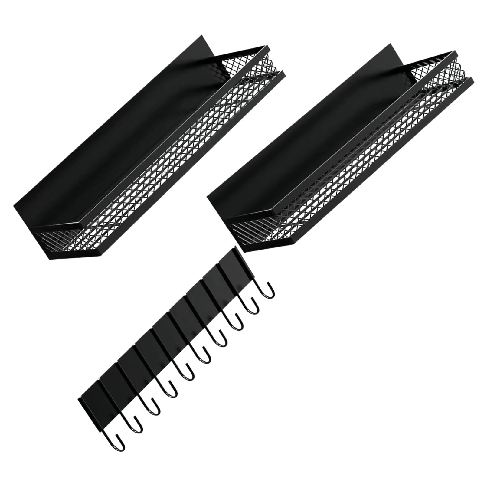 Panier à linge magnétique en fer noir avec crochets de suspension lot de 3