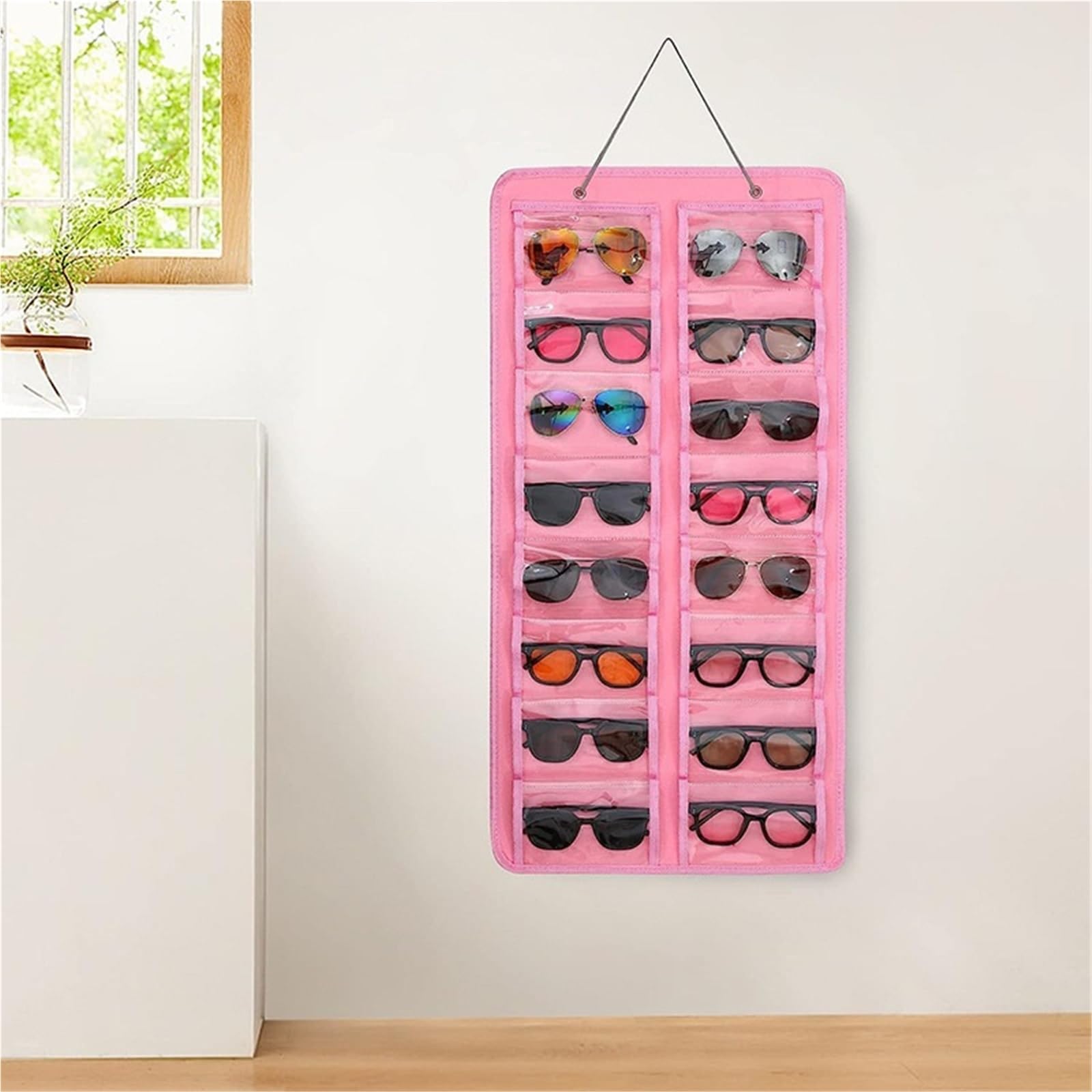 Organizer Okulary Wiszący Organizer Na Okulary Przeciwsłoneczne, Ścienny Uchwyt, Stojak Do Domu Przechowywanie(Pink)