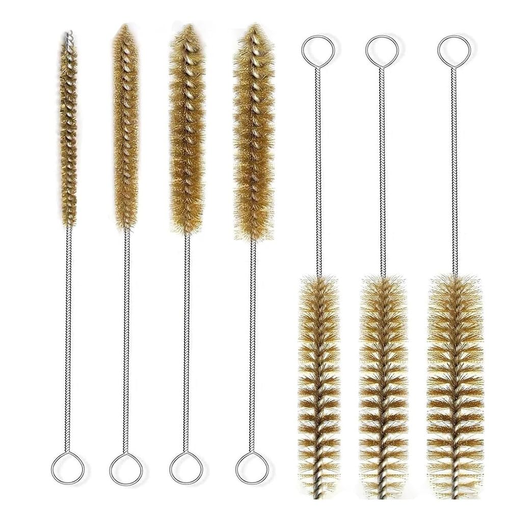 Ctrlzs 7Pcs Brass Wire Tube Brushes Bottle Brush Set,Wire Brushes For Cleaning,Wire Pipe Cleaner Bore Brush Cleaning