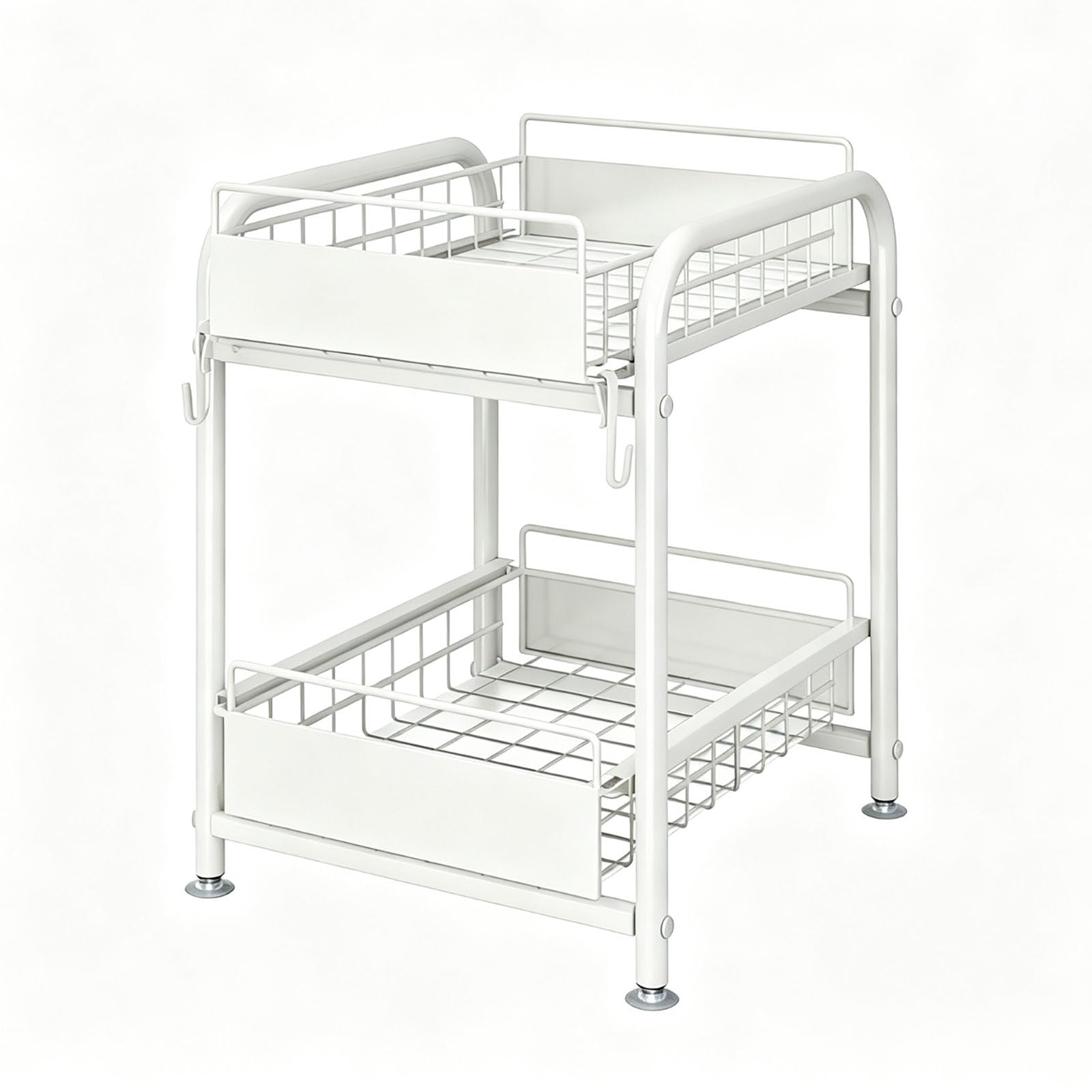 Organisateur Sous Évier 2 Niveaux, Coulissant, 15 kg par Niveau, Noir (white)