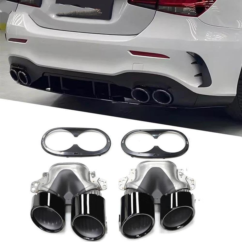 Spare Parts Quad Car Exhaust Tip For Benz A-Class W177 A35 A200 A180 Rear Bumper Black Muffler Header Exhaust System(Black B)