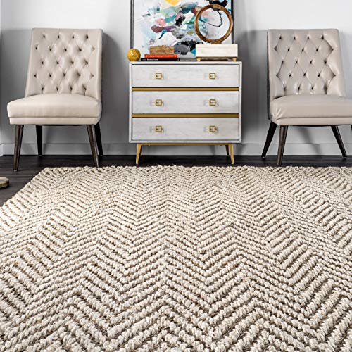 Nuloom Vania Off-White/Blue, 3' x 5', Hand Woven, Striped, Jute, Soft and Textured, High Traffic, Stain Resistant, Easy Clean, Durable Runner for Bedroom, Living Room, Dining, Den, Foyer, Entryway - Image 3