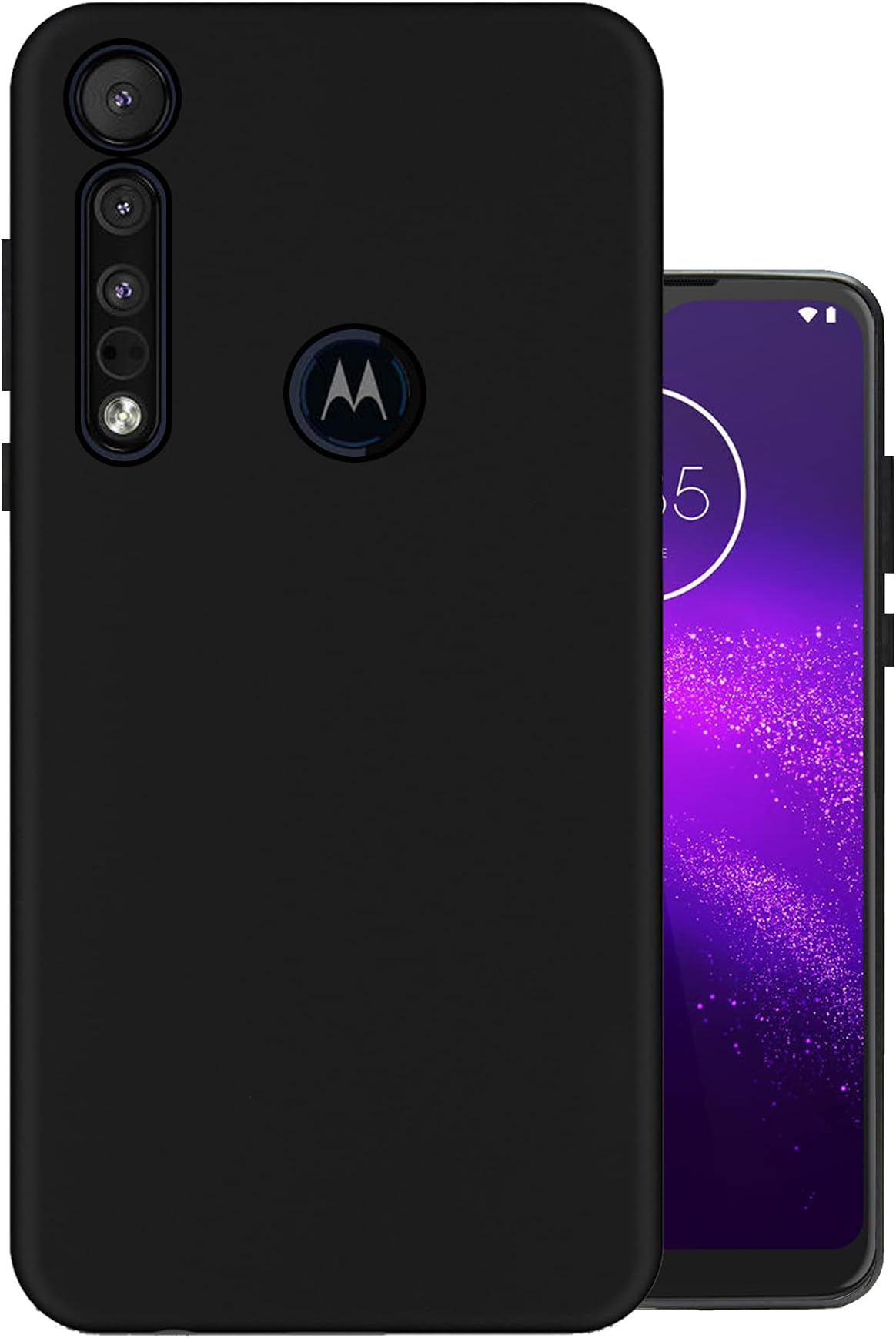 Rubber Exclusive Matte Finish Soft Back Case Cover for Moto One Macro - Black