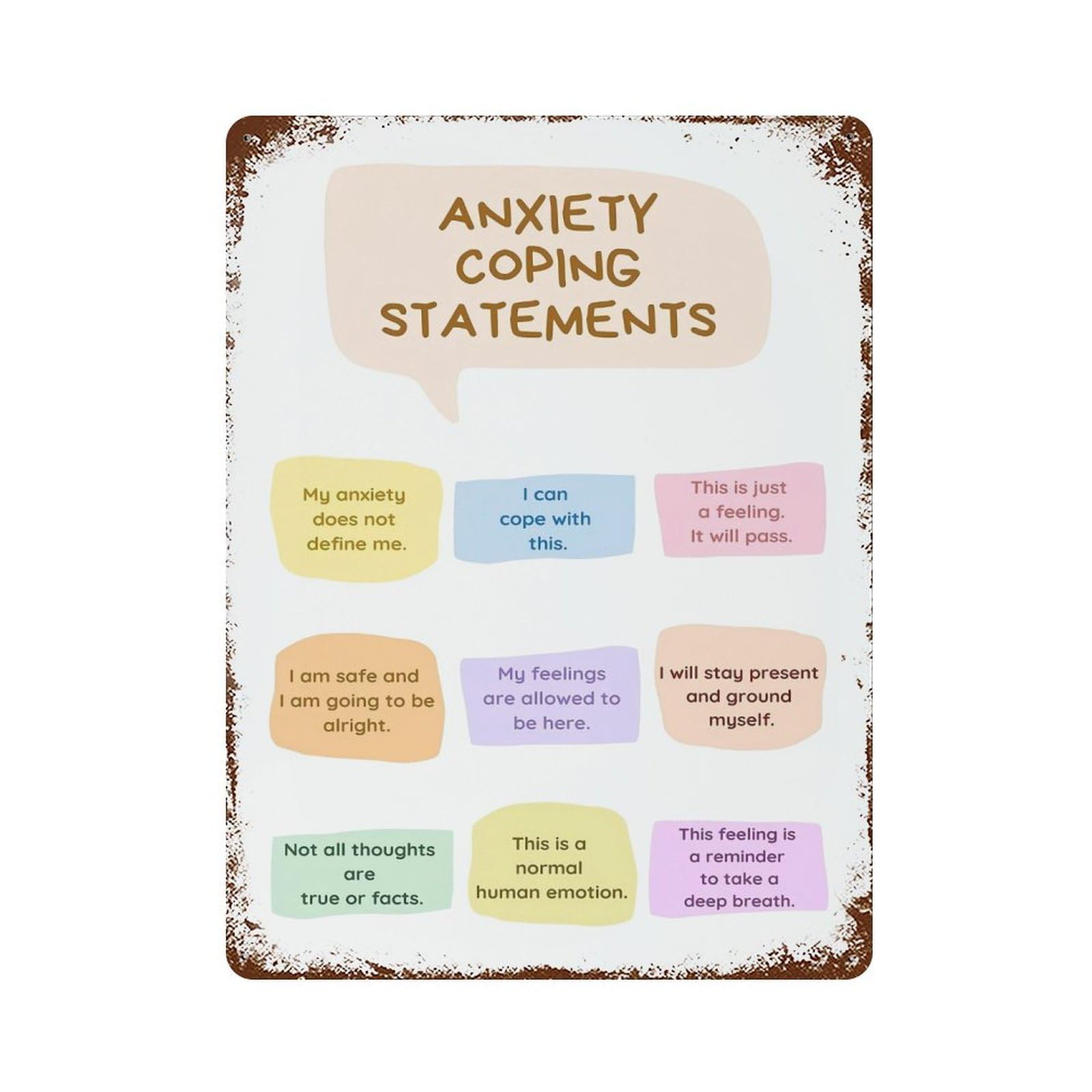 xiaoxiaoshen Anxiety Coping Statements Mental Health Wall Decor Art Metal Tin Poster Modern Home Decor Art Home Bar Shop Decorations Vintage Sign 40x30cm