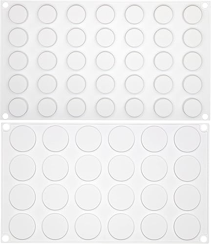 Molde de silicona de disco redondo plano para hornear, 2 tamaños para mini tarta galletas, postre, chocolate, caramelo, caramelo, resina epoxi,