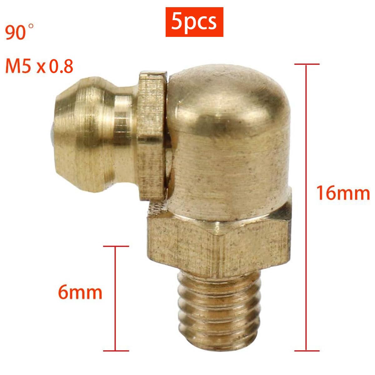 M5 To M16 Metric 45° Stainless Steel Grease Zerk Nipple Fitting – For Grease Gun