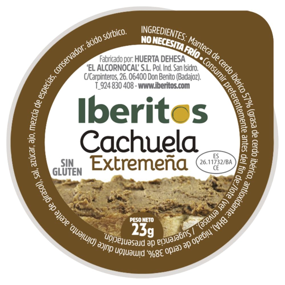 Iberitos Cachuela Extremeña Untable sin Gluten sin Lactosa Bandeja 18 Monodosis 23 Gramos