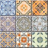 Mi Alma Tile Stickers 24 PC Set Authentic Traditional Portuguese Bathroom & Kitchen Tile Decals Easy...