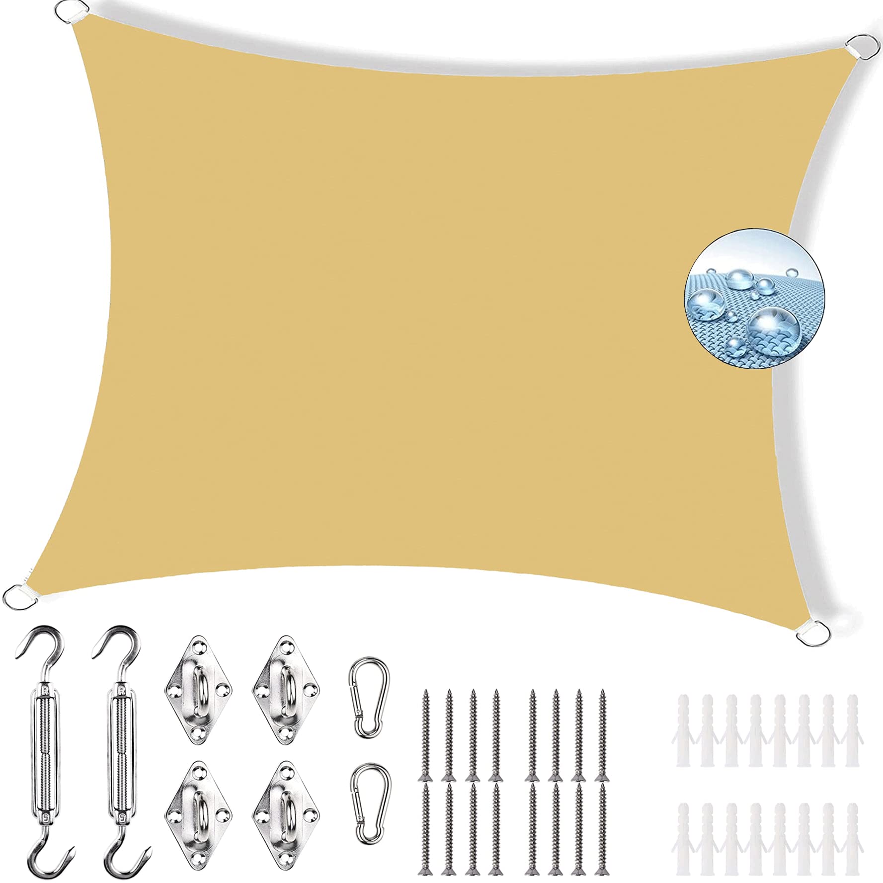 Voile d'ombrage rectangulaire en polyester haute qualité pour pergola