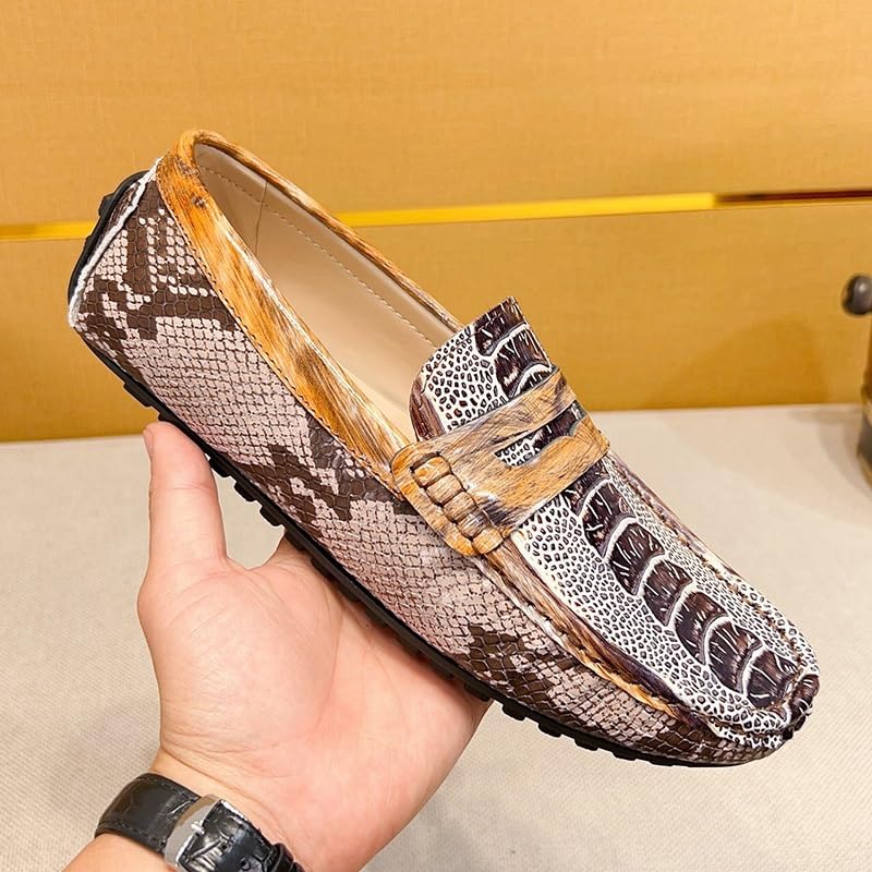 Mens Loafers Shoe Genuine Leather Crocodile Embossed Penny Loafers Flexible Slip Resistant Anti-Slip Classic Fashion Slip-ons2