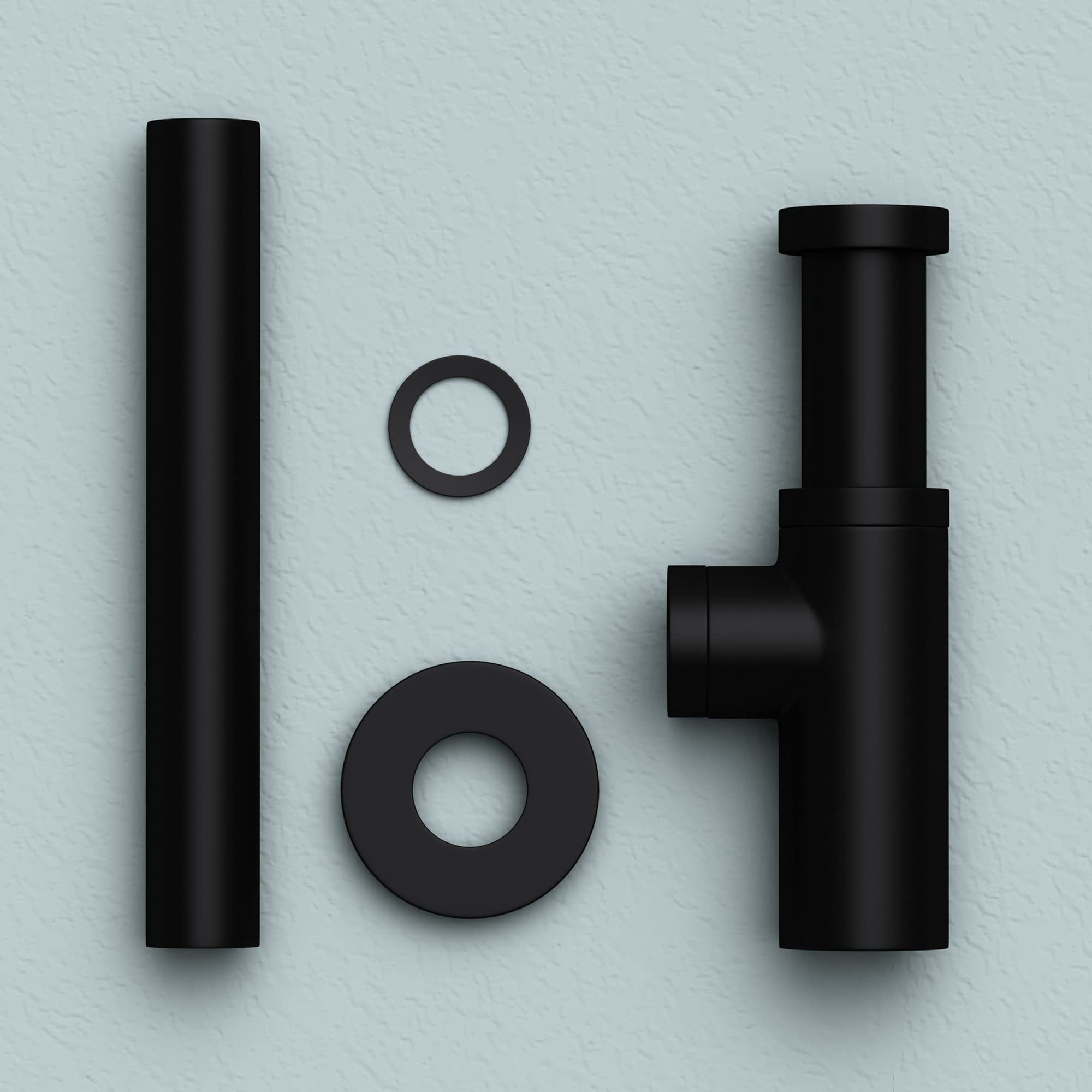 doporro Siphon pour Lavabo et Vasque en Laiton Anti-Odeur Noir Mat