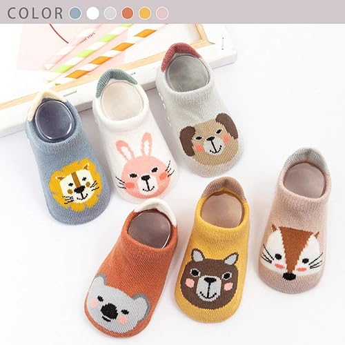 Miniatura 2 de Kisgyst 6 pares de calcetines de algodón antideslizantes con suela antideslizante para recién nacidos y niñas