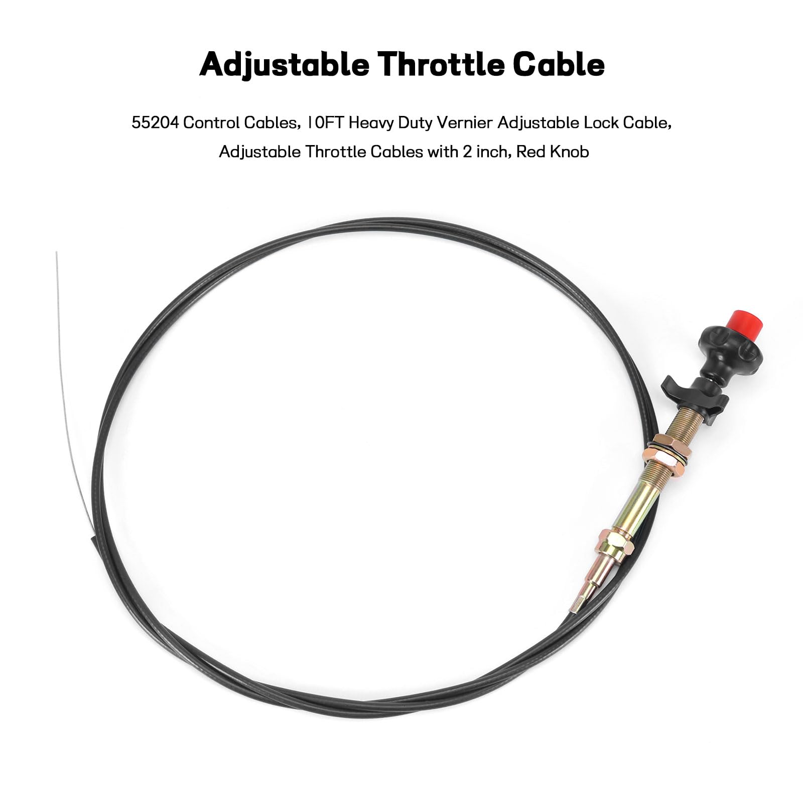Creative.c Cable de bloqueo ajustable Vernier resistente de 10 pies, cables de control 55204, cables de acelerador ajustables con perilla roja de 2 pulgadas