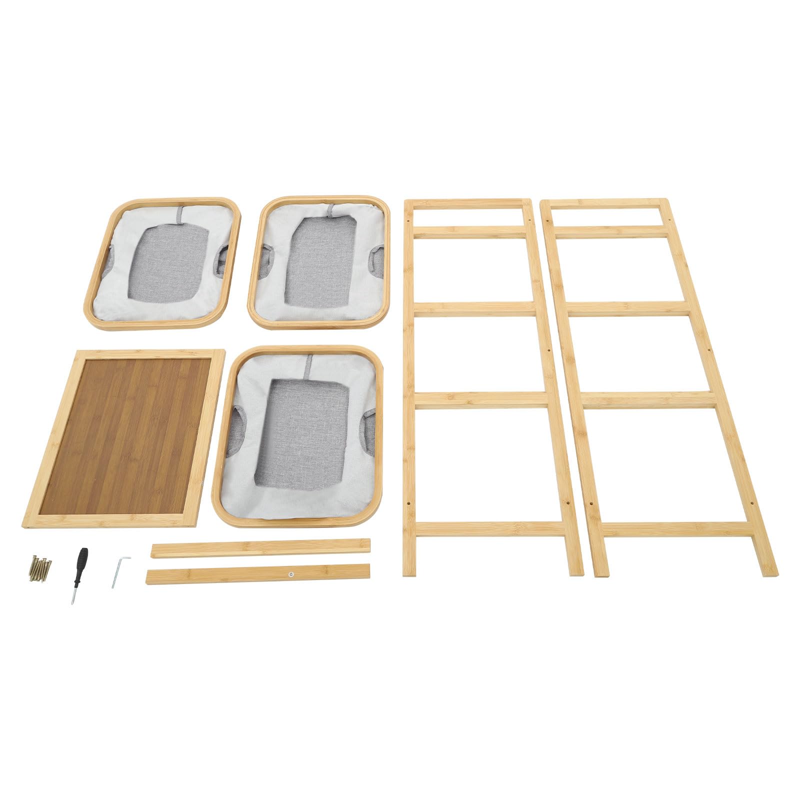 Étagère en bambou - Panier à linge à 3 compartiments - Panier à linge vertical - 44 x 33 x 96 cm - Organiseur de linge avec paniers à linge - Pour salle de bain et chambre à coucher