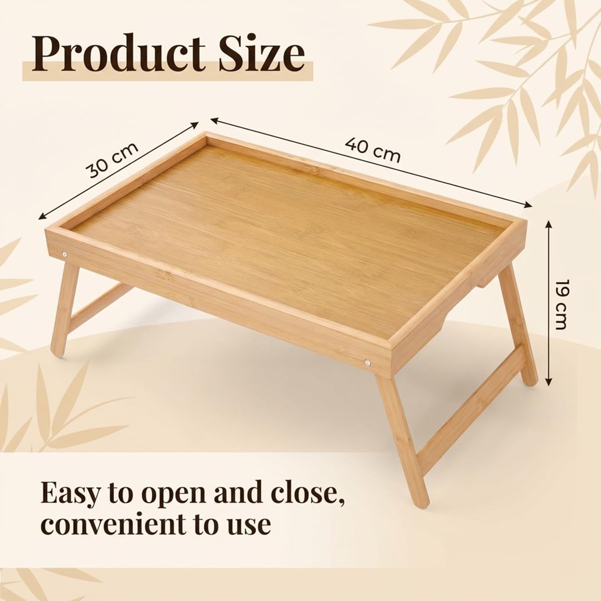 Betttablett Klappbar Frühstückstablett Bambus Serviertablett erhöhter Rand Klapptisch 40x30x19cm Betttisch Laptoptisch Serviertisch Laptopständer Sofatablett Essenstablett für Bett (Holzfarbe)