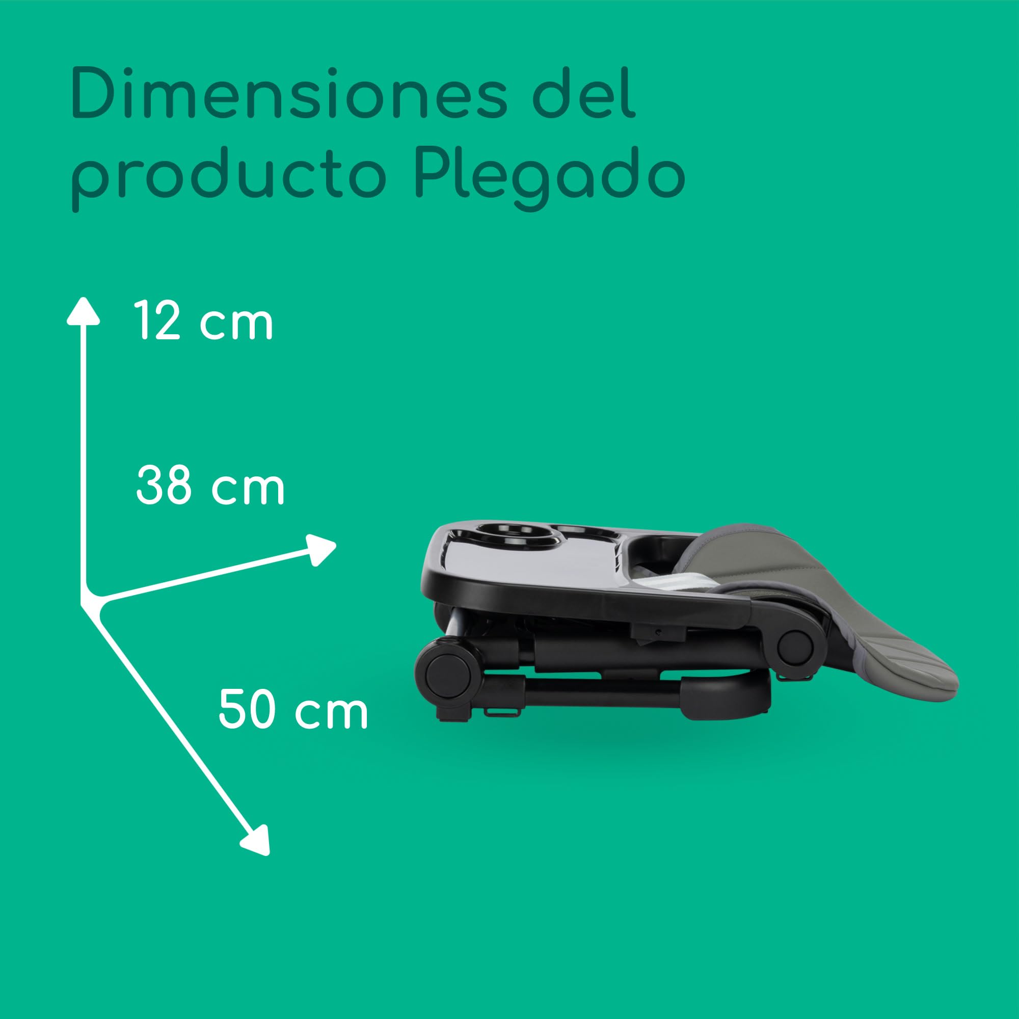 Bebeconfort Moly, Silla Elevadora para Niños, 6M-3Años, 9-15 kg, Trona Portátil para Bebés Ligera, Plegado Compacto, 3 Alturas Ajustables, Asiento de Mesa, 3 Posiciones de Bandeja, Tinted Grey